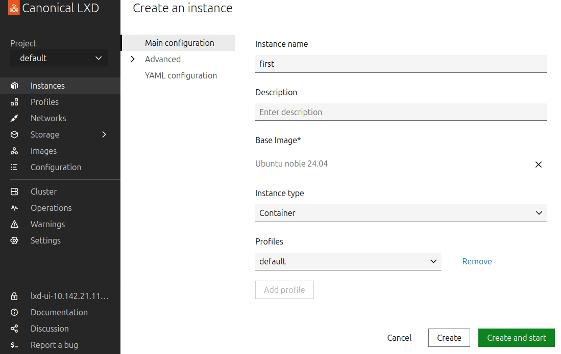 Create an Ubuntu 24.04 LTS container