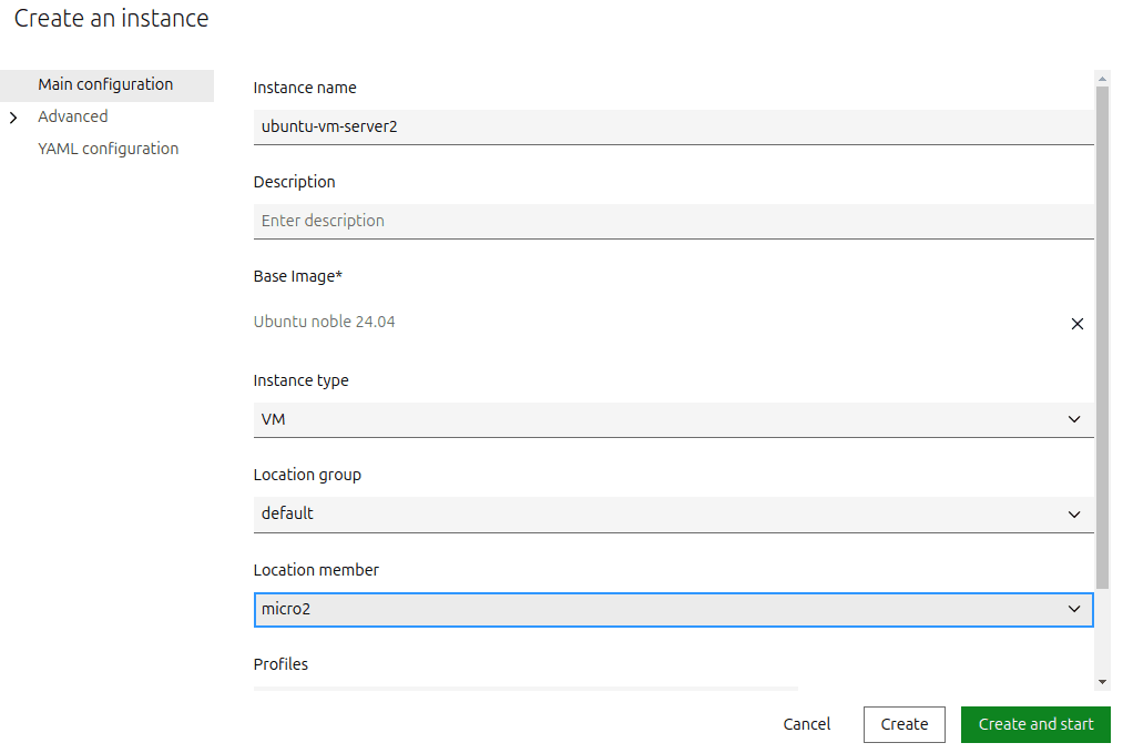 Specify which cluster member to create an instance on
