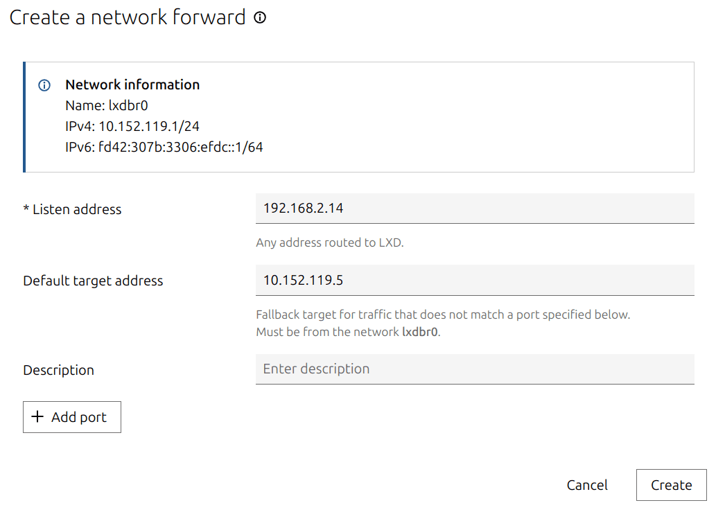 Create a bridge network forward