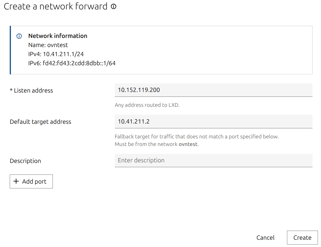 Create an OVN network forward