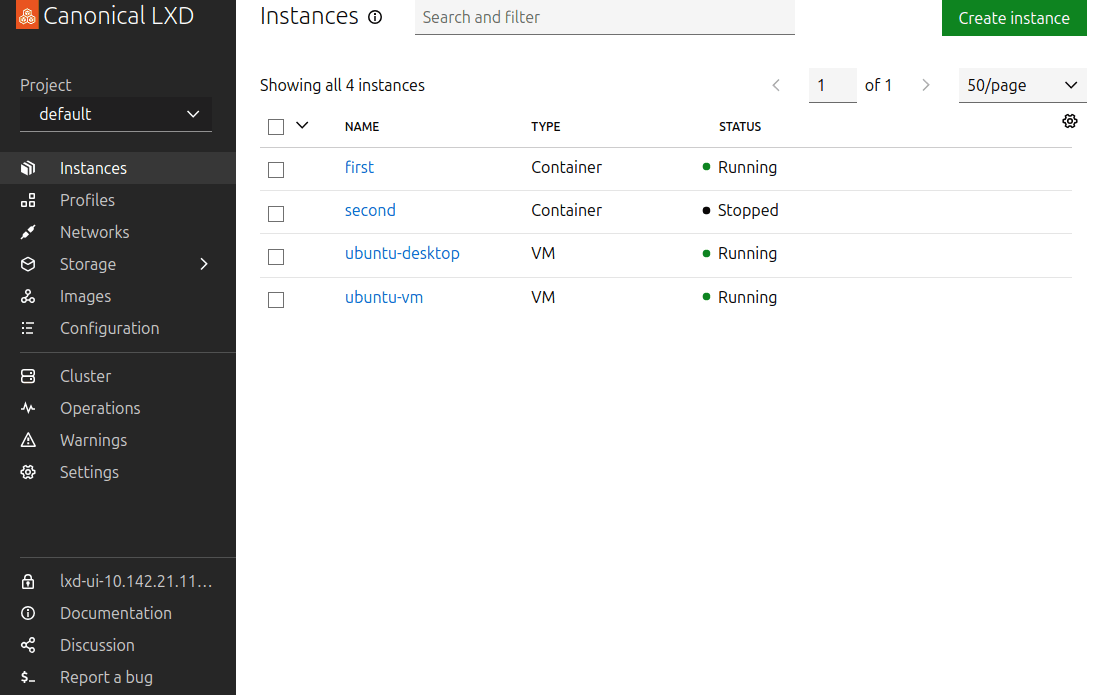 List of instances