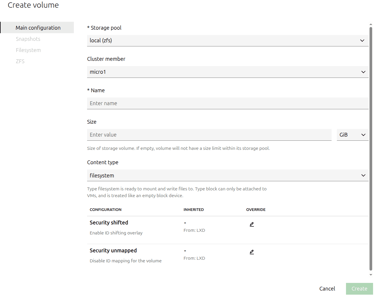 Create a custom storage volume in a clustered environment